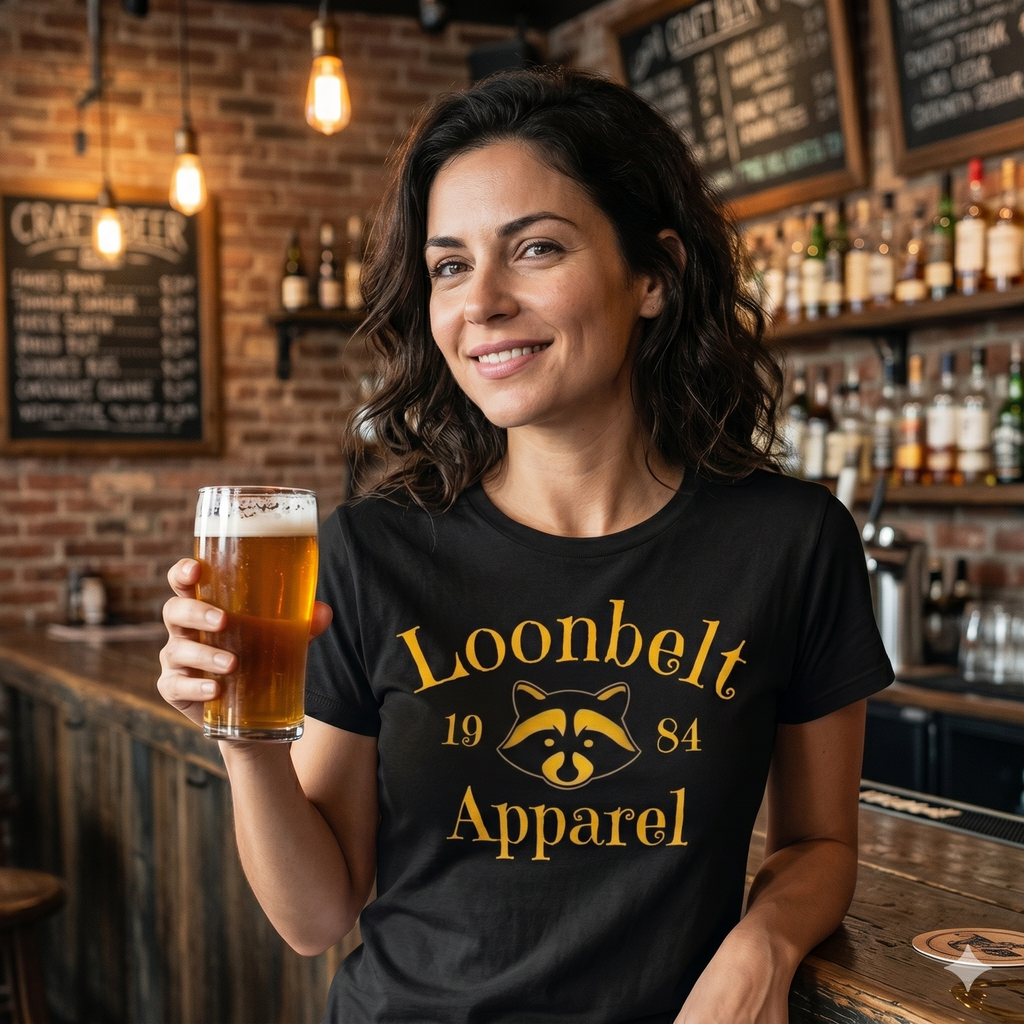 Loonbelt Apparel 1984 Graphic Tee — Retro Raccoon Logo T-Shirt